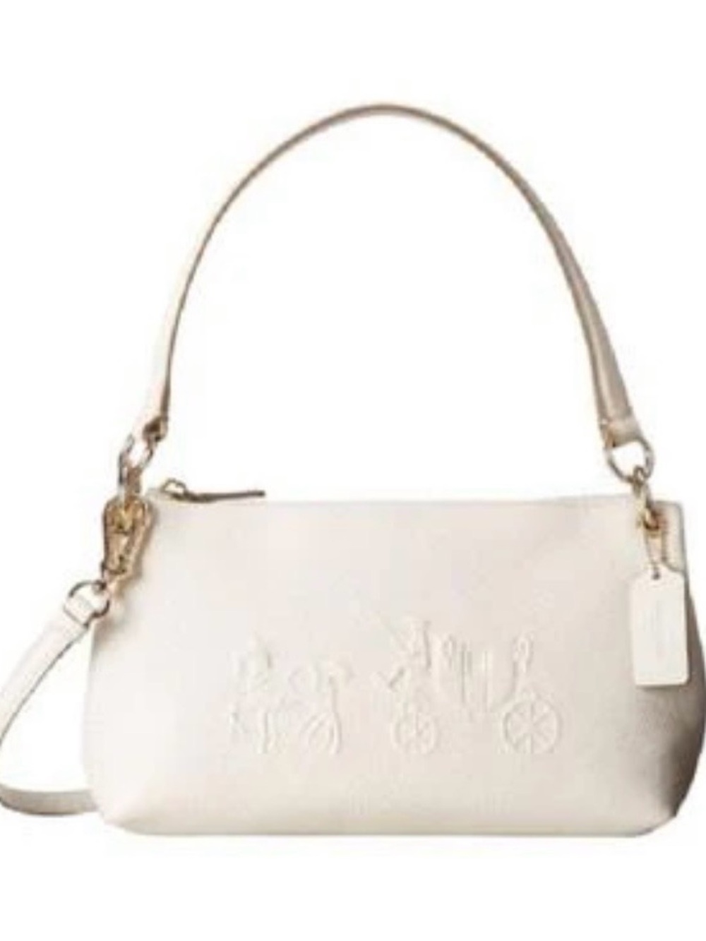 Coach Charley Leather Shoulder Bag with Embossed Carriage - Picture 2 of 12